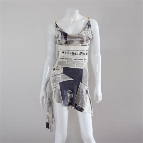 Christian Dior 2001 Iconic Newsprint Newspaper Dress By John Galliano