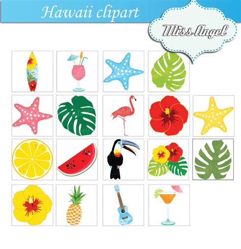Hawaii Clipart Flamingo Hawaiian Summer Beach Clip Art Etsy