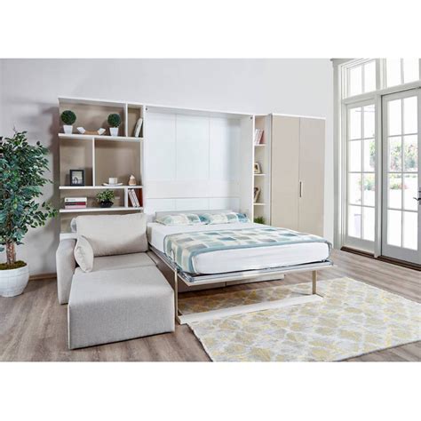 Multimo Royal Murphy Wall Bed With Bookcase Storage And Sectional Sofa