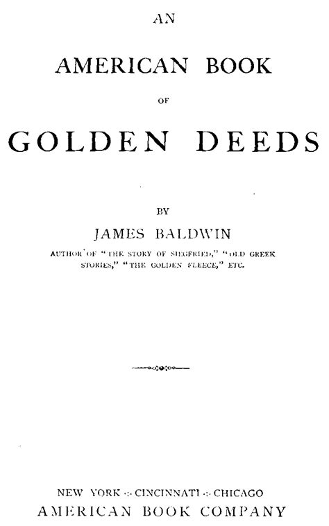 Heritage History American Book Of Golden Deeds By James Baldwin