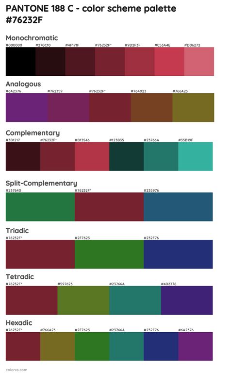 Pantone 188 C Color Palettes And Color Scheme Combinations
