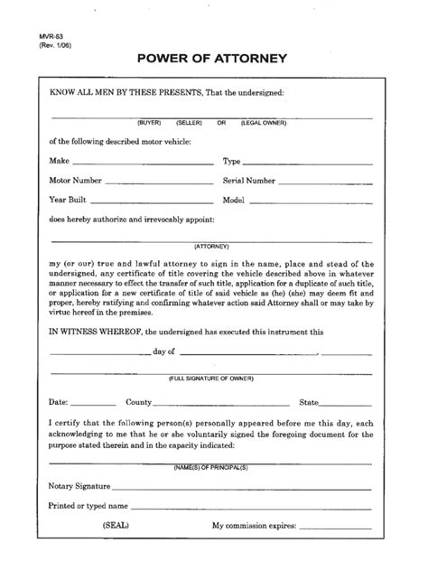 Free Printable Nc Power Of Attorney Form