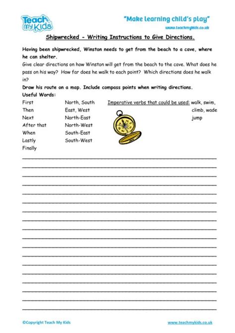 Shipwrecked Writing Instructions To Give Directions Tmk Education
