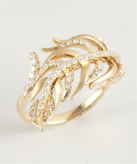 Julieri Diamond And Yellow Gold Feather Ring Gorgeous Jewelry Amazing Jewelry
