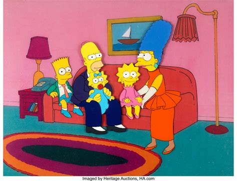 The Simpsons Homer Marge Bart Lisa And Maggie Production Cel Lot