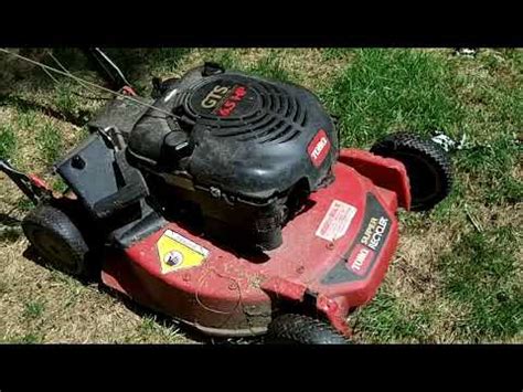 I've used the mower four or five times this season and suddenlly last week it would run (lower idle than normal) and then stall. Toro 6.5 HP Mower - YouTube