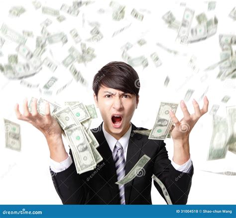 Business Man Anger Shouting With Money Rain Royalty Free Stock Photos