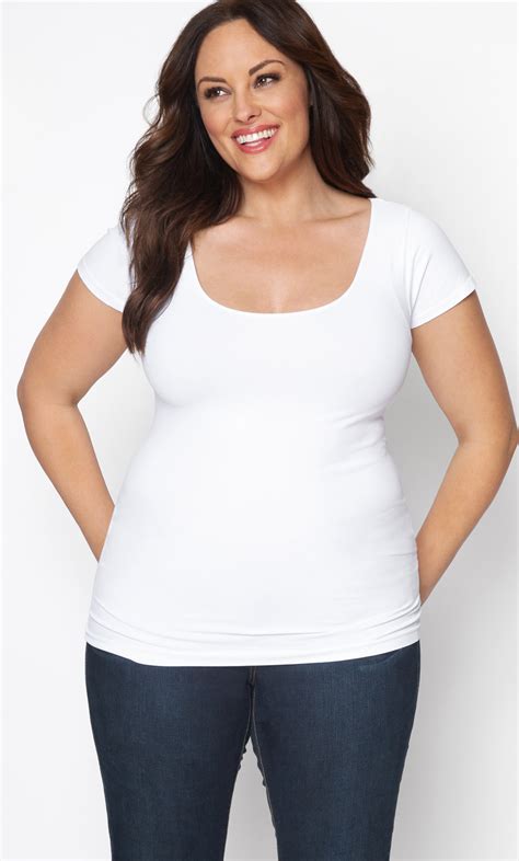 Plus Size Plain T-Shirt | Basic Cap Sleeve Tee | Kiyonna