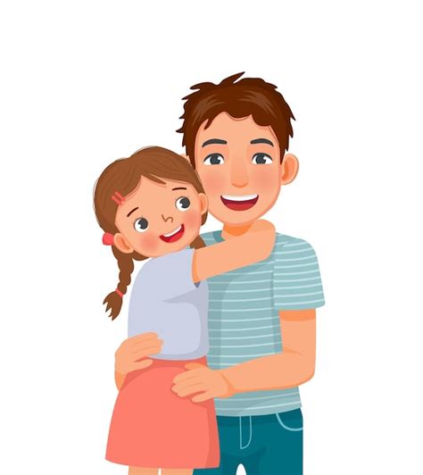 Premium Vector Handsome Young Man Hugging His Daughter Showing Father