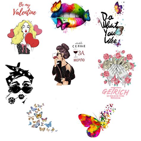 Fashion Girls Thermo Stickers On Clothes Lips Butterfly Iron On