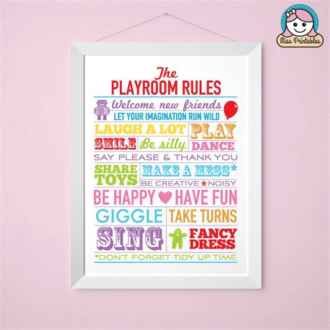 Playroom Rules Printable Poster Multi Coloured Instant Etsy Uk