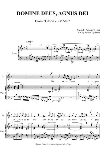 Domine Deus Agnus Dei Vivaldi From Gloria Rv 589 For Alto Satb Choir