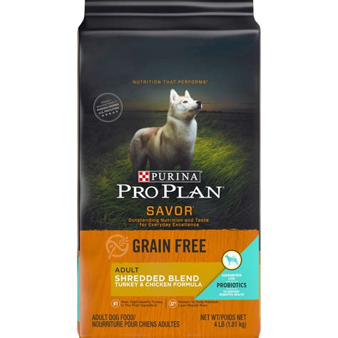 Find grain free food for dogs here Purina Pro Plan Grain Freen Savor Shredded Turkey ...