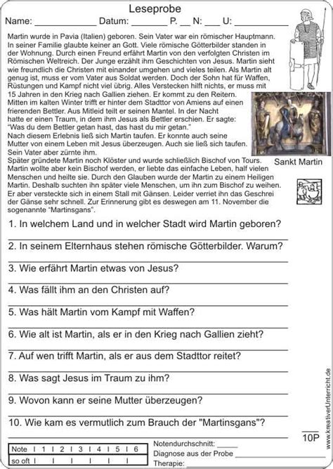 Klasse am gymnasium und in der realschule. St. Martin ritt durch Schnee und Wind - Fächerübergreifend ...