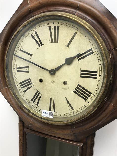 Late 19th Century Ansonia American Drop Dial Wall Clock With Glazed Door Twin Train Movement