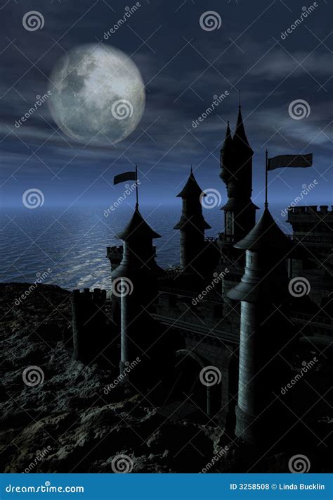 Dark Castle In Moonlight Stock Illustration Illustration Of Landscape