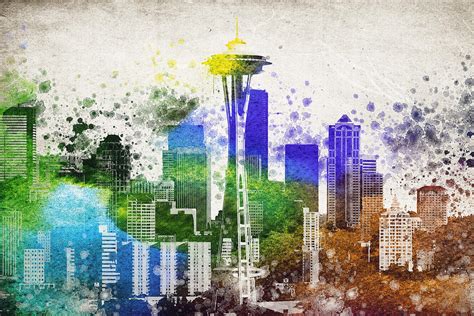 Seattle City Skyline Digital Art By Aged Pixel Fine Art America