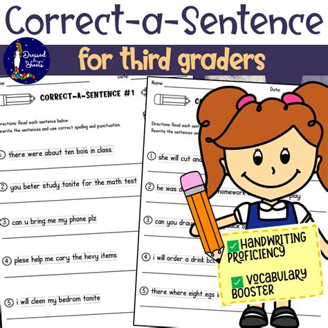 Correct A Sentence For Third Graders Made By Teachers