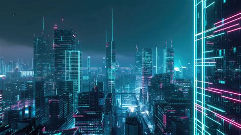 Cyberpunk Cityscape Neon City Night Futuristic Urban Skyline Sci Fi