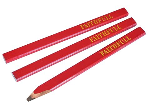 Faithfull Faicpr Carpenters Pencils Red Medium Pack Of 3 Toolden