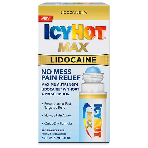 Icy Hot Max Strength Lidocaine Plus Menthol Pain Relieving Cream