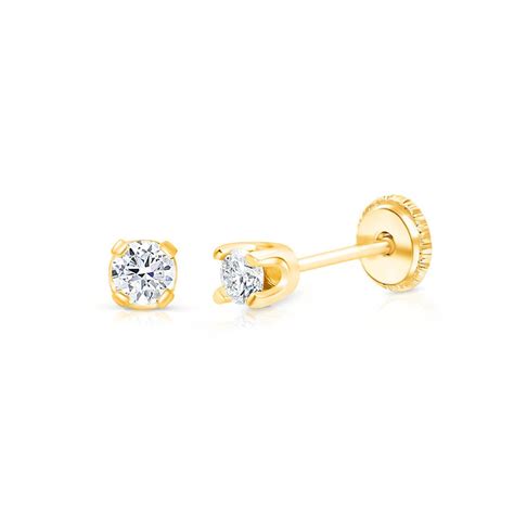 Baby Diamond Earrings Screw Back 10tcw 14k Gold The Jeweled Lullaby