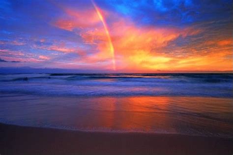 Rainbow Into The Sunset Wollongong Witch Hat Beach Photos Landscape