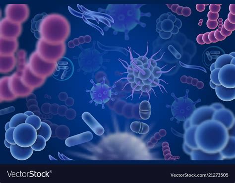 Abstract Background With Viruses Microbes Vector Image