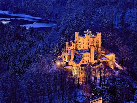 Hohenschwangau Castle Architecture Germany Attractions World Night