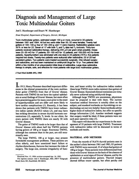Diagnosis And Management Of Large Toxic Multinodular Goiters Journal