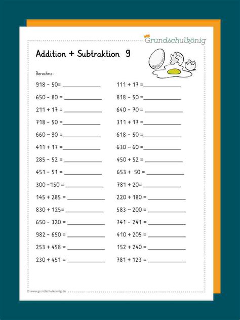 Einfach herunterladen und ausdrucken als pdf. Subtrahieren Matheaufgaben Klasse 3 Zum Ausdrucken
