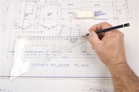 Architect Drawing Up Plans For A House Stock Photo Image Of