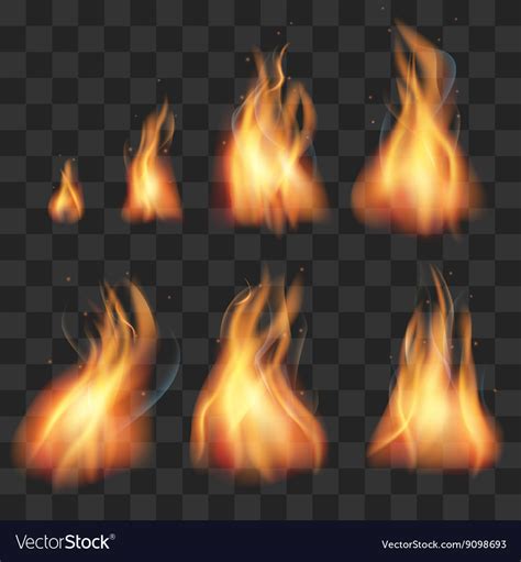 Realistic Fire Animation Sprites Flames Set Vector Image