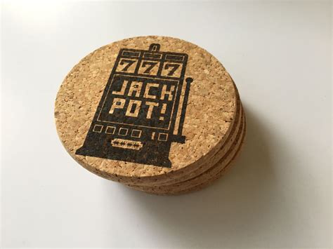 Jack Pot Laser Engraved Cork Coasters Set Of 4 Cork Coasters
