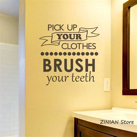 House Rule Quote Wall Sticker For Bathroom Brush Your Teeth Wall Decals