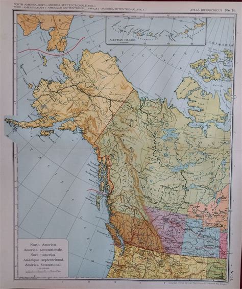 Unique 1929 North America West Coast Canada Alaska Etsy Antique Map