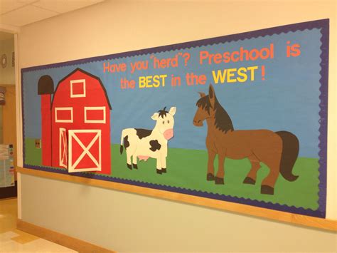 The Farm Themed Bulletin Board I Made For Preschool The Barn Doors