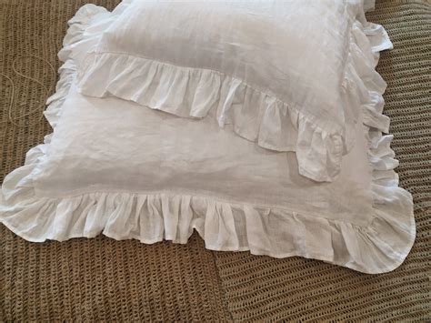 Set Linen Pillows With Ruffles Ruffled Ruffled Linens Etsy In 2021