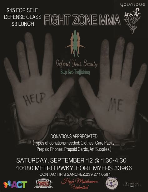 Self Defense Fight Zone Fundraiser Sat Sept Th Flyer Act