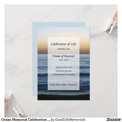 Ocean Memorial Celebration Of Life Invitation Community