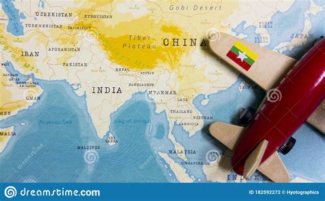 Infoplease is the world's largest free reference site. A Map Of Myanmar And A Red Plane With A Flag Of Myanmar Attached To Its Wings. Stock Photo ...