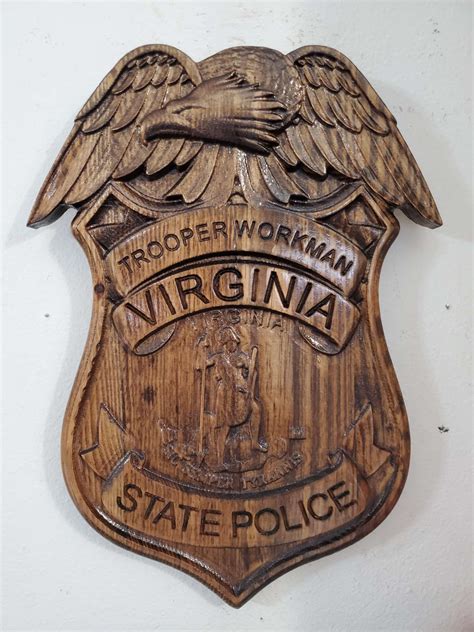 Virginia State Trooper Badge 3d V Carved Personalized Police Badge