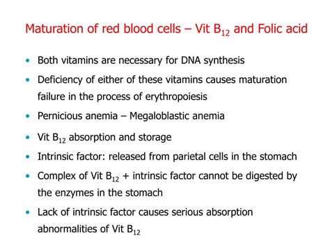 Maturation Factors Of Rbc Erythrocyte Production And Destruction