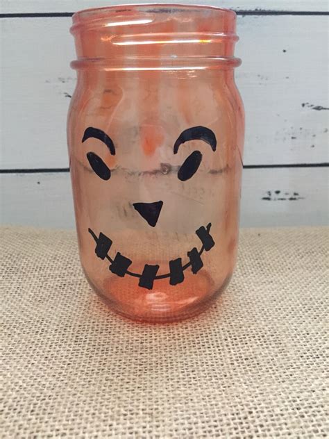 Halloween Mason Jar Jack O Lantern Mason Jar Halloween Decor Etsy