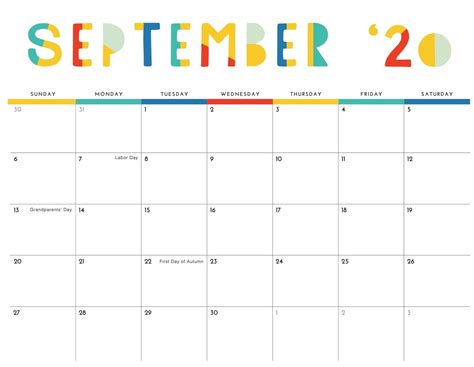September Editable Calendar Printable Word Searches