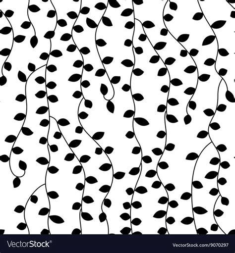 Black And White Vine Leaves Seamless Pattern Vector Image