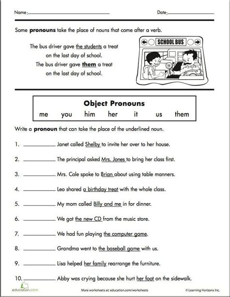 Pronoun Worksheets Second Grade Desalas Template