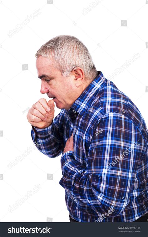 Senior Man Coughing Accusing Chest Pain Stock Photo 244949185