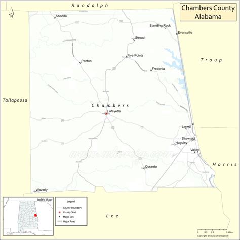 Map Of Chambers County Alabama Showing Cities Highways And Important