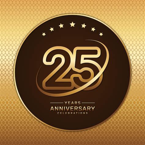 Logotipo Del 25 Aniversario Con Un Número Dorado Y Un Anillo Aislado En